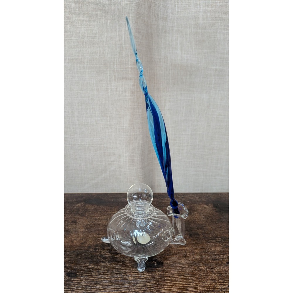 Blown Glass Ink Well With 8" Glass Pen